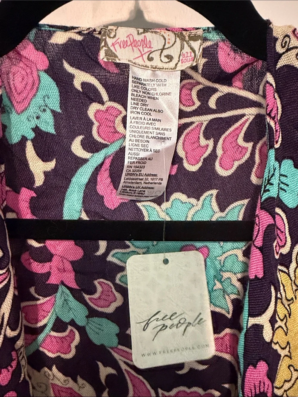 NWT Free People Floral Dopamine Open-Front Boho Kimono Beach Cover Up
